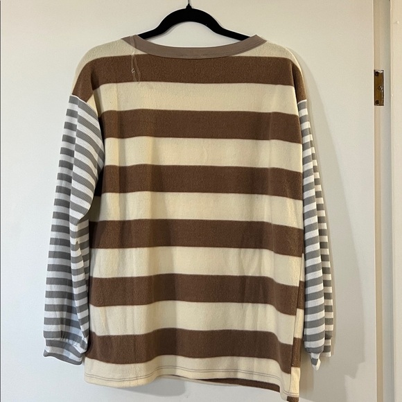 BiBi Brown and Cream Striped Long Sleeve Top - Picture 4 of 4